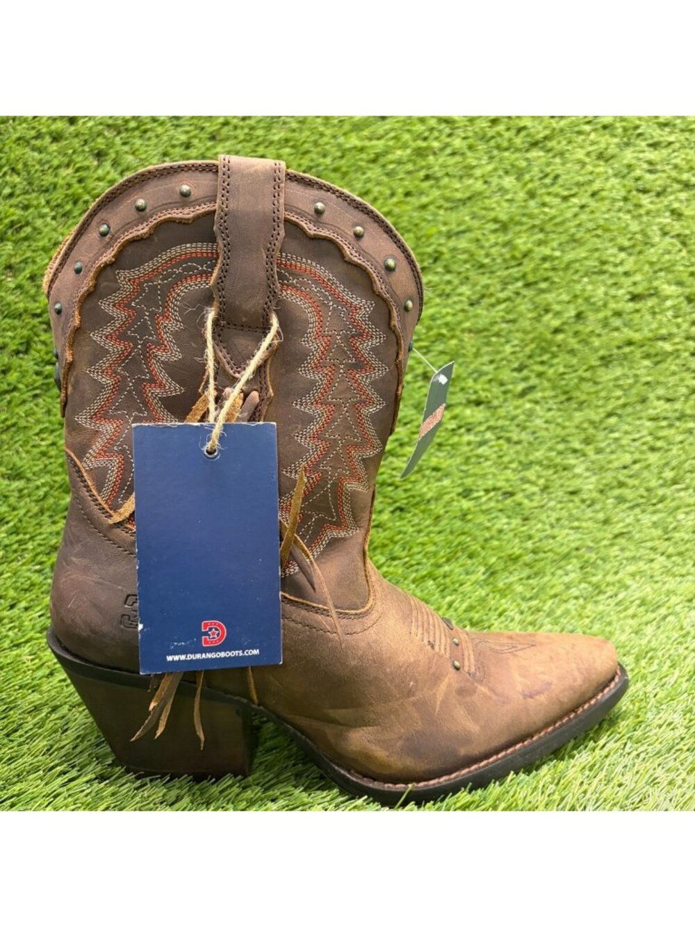 Durango Crush Womens Size 7 Brown Cowgirl Western Snip Toe Zip Up Fashion Boots